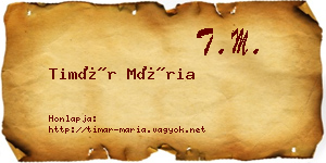Timár Mária névjegykártya